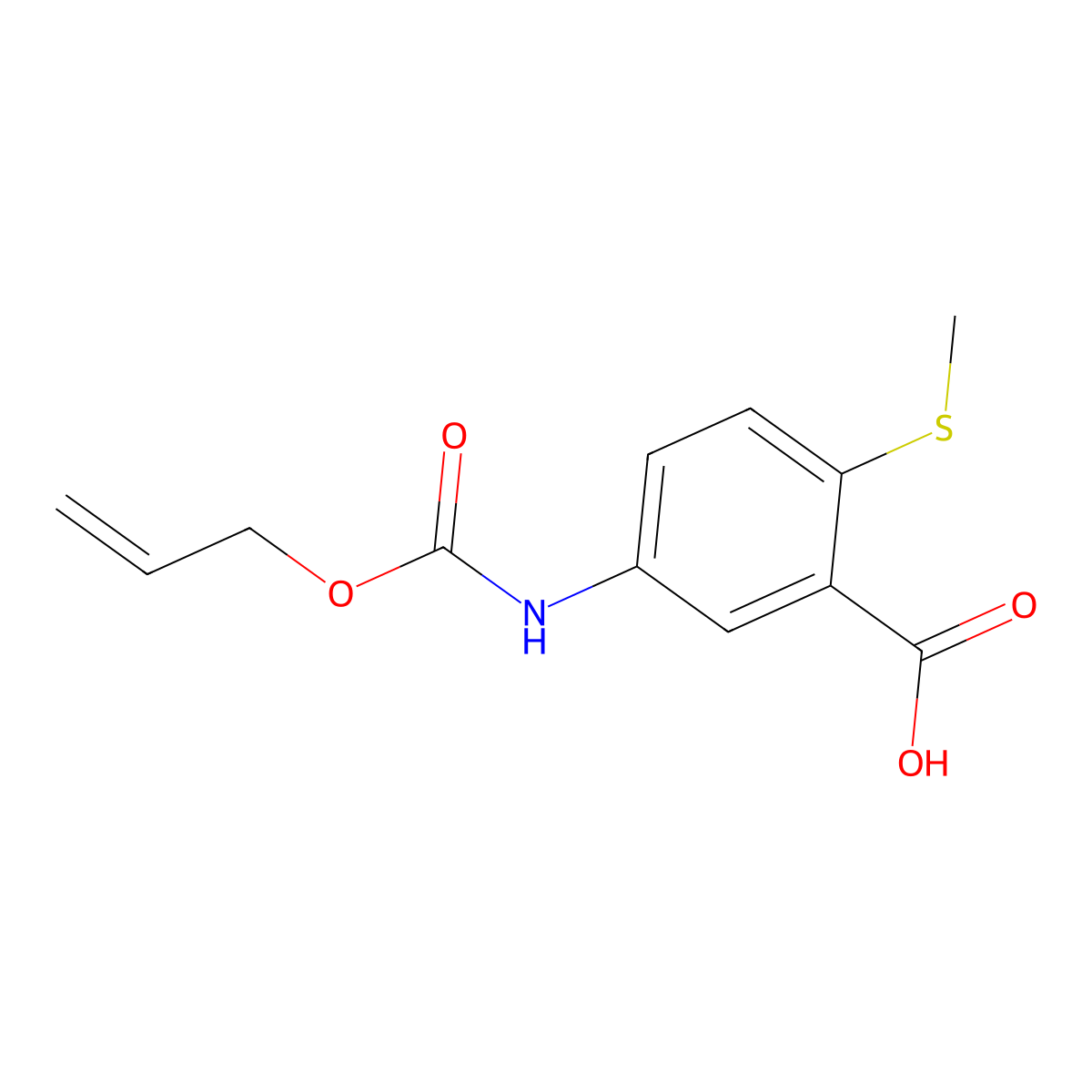 2-(Methylsulfanyl)-5-{[(prop-2-en-1-yloxy)carbonyl]amino}benzoic acid molecular structure, CAS 2680874-84-2