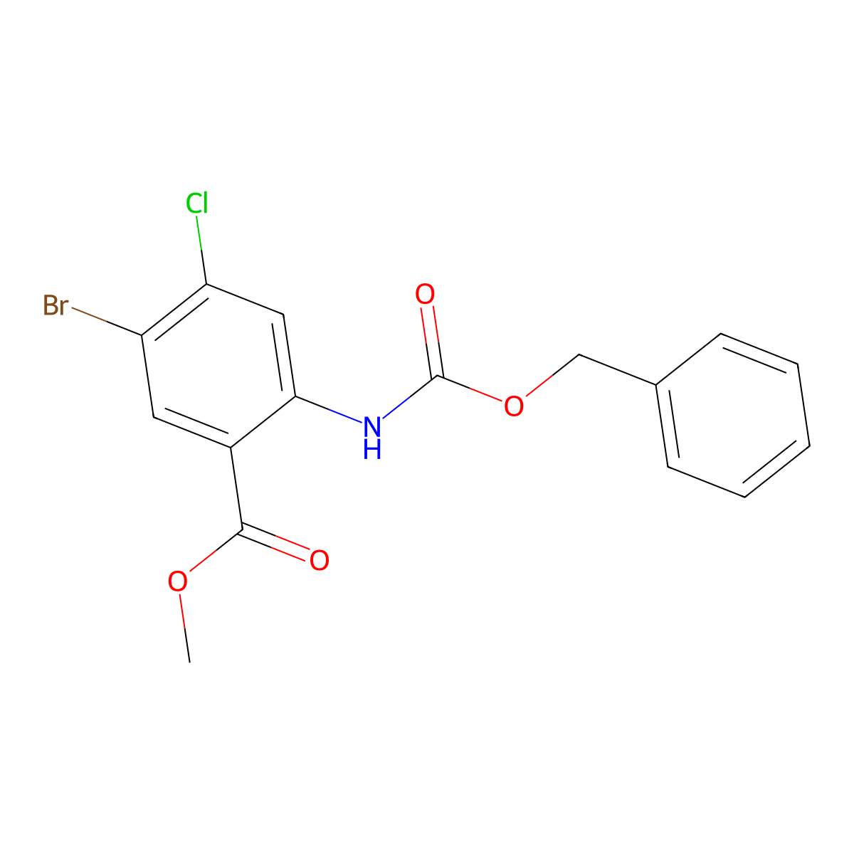 Methyl 2-{[(benzyloxy)carbonyl]amino}-5-bromo-4-chlorobenzoate molecular structure, CAS 2680874-85-3