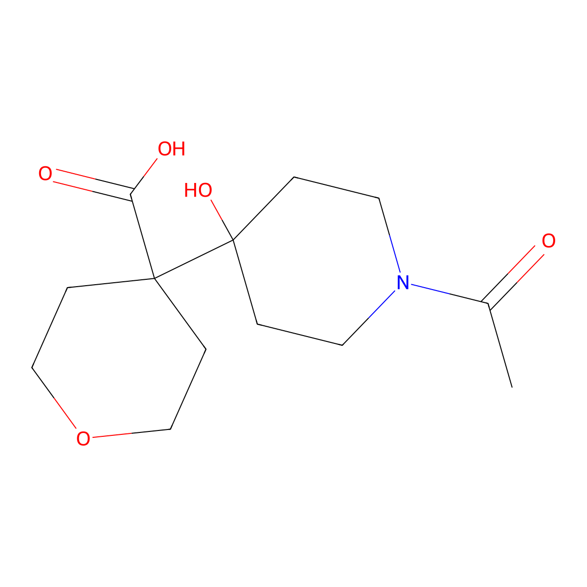 4-(1-Acetyl-4-hydroxypiperidin-4-yl)oxane-4-carboxylic acid molecular structure, CAS 2680874-89-7