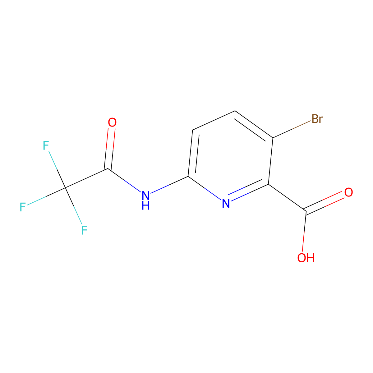 3-Bromo-6-(2,2,2-trifluoroacetamido)pyridine-2-carboxylic acid molecular structure, CAS 2680874-93-3