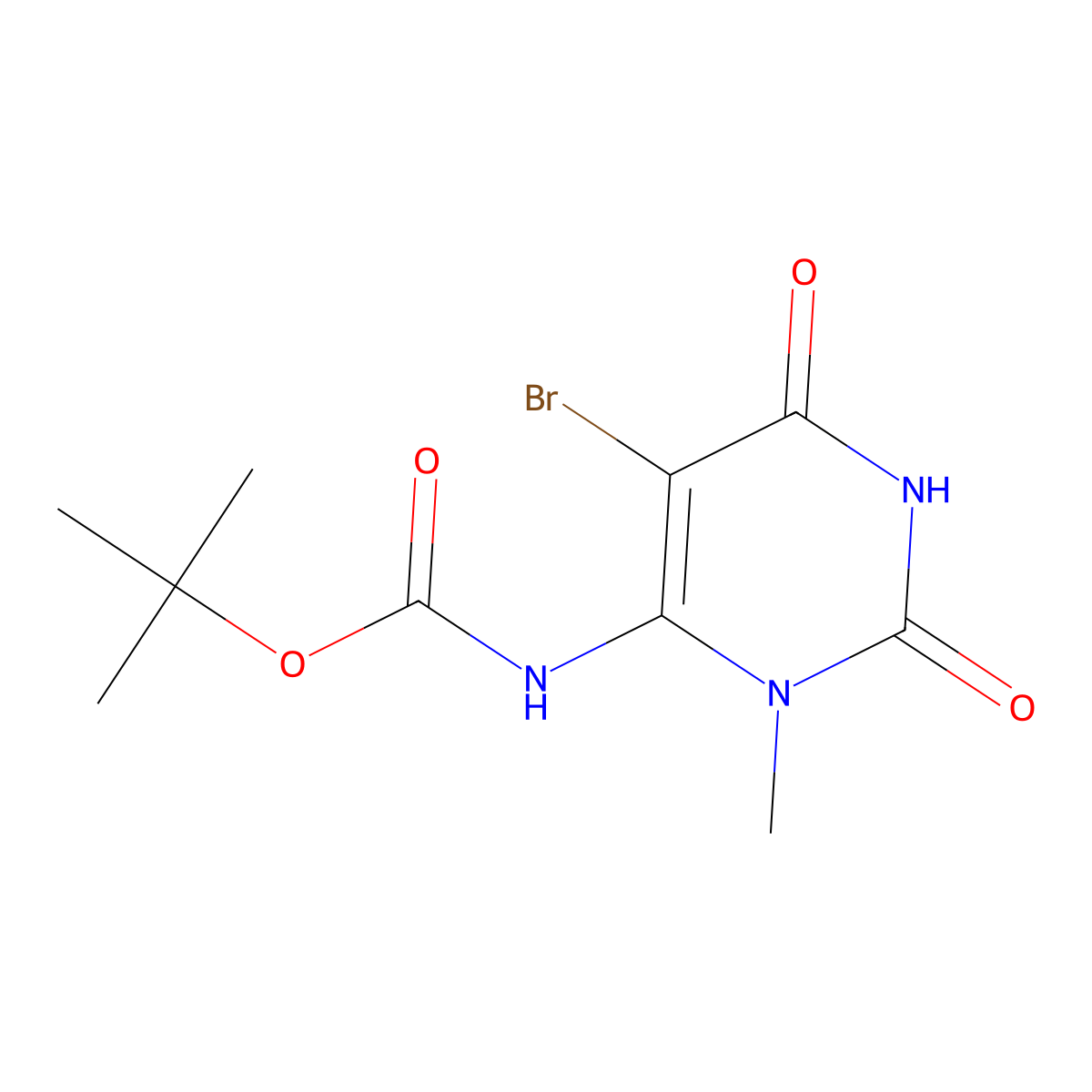 tert-butyl N-(5-bromo-3-methyl-2,6-dioxo-1,2,3,6-tetrahydropyrimidin-4-yl)carbamate molecular structure, CAS 2680875-03-8