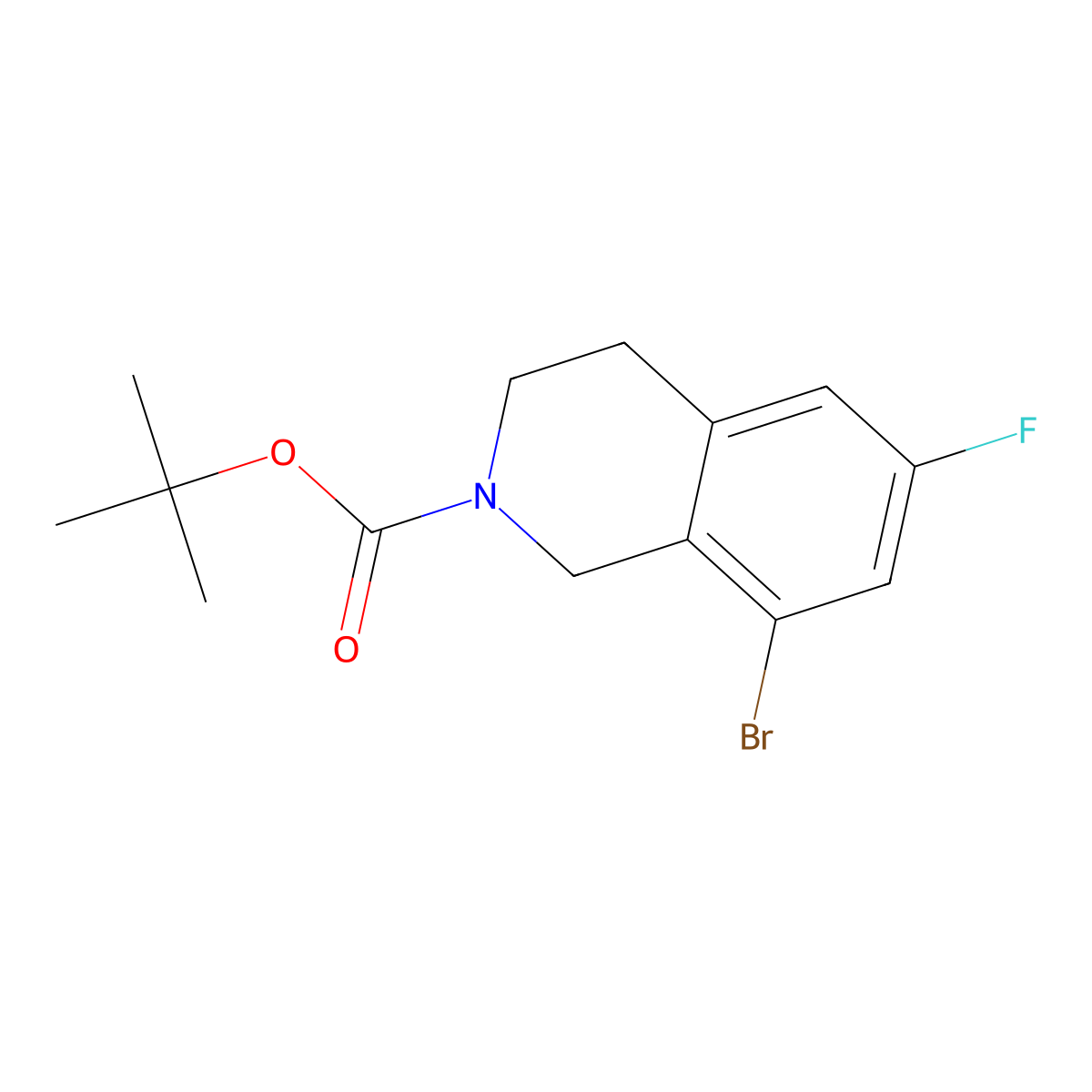Tert-butyl 8-bromo-6-fluoro-1,2,3,4-tetrahydroisoquinoline-2-carboxylate molecular structure, CAS 2680875-05-0