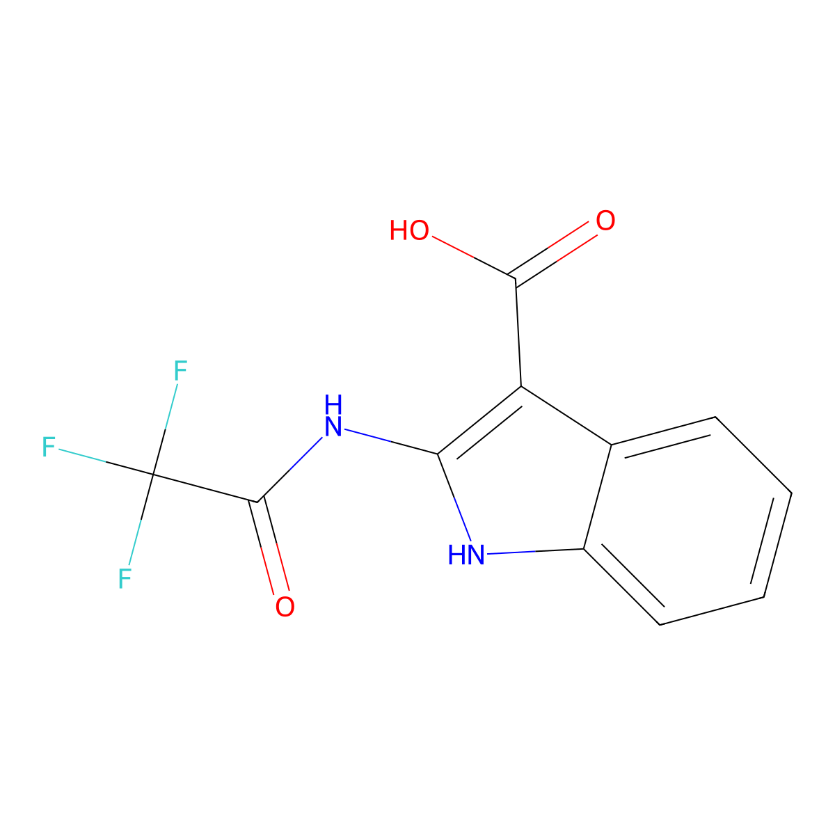 2-(2,2,2-trifluoroacetamido)-1H-indole-3-carboxylic acid molecular structure, CAS 2680875-08-3