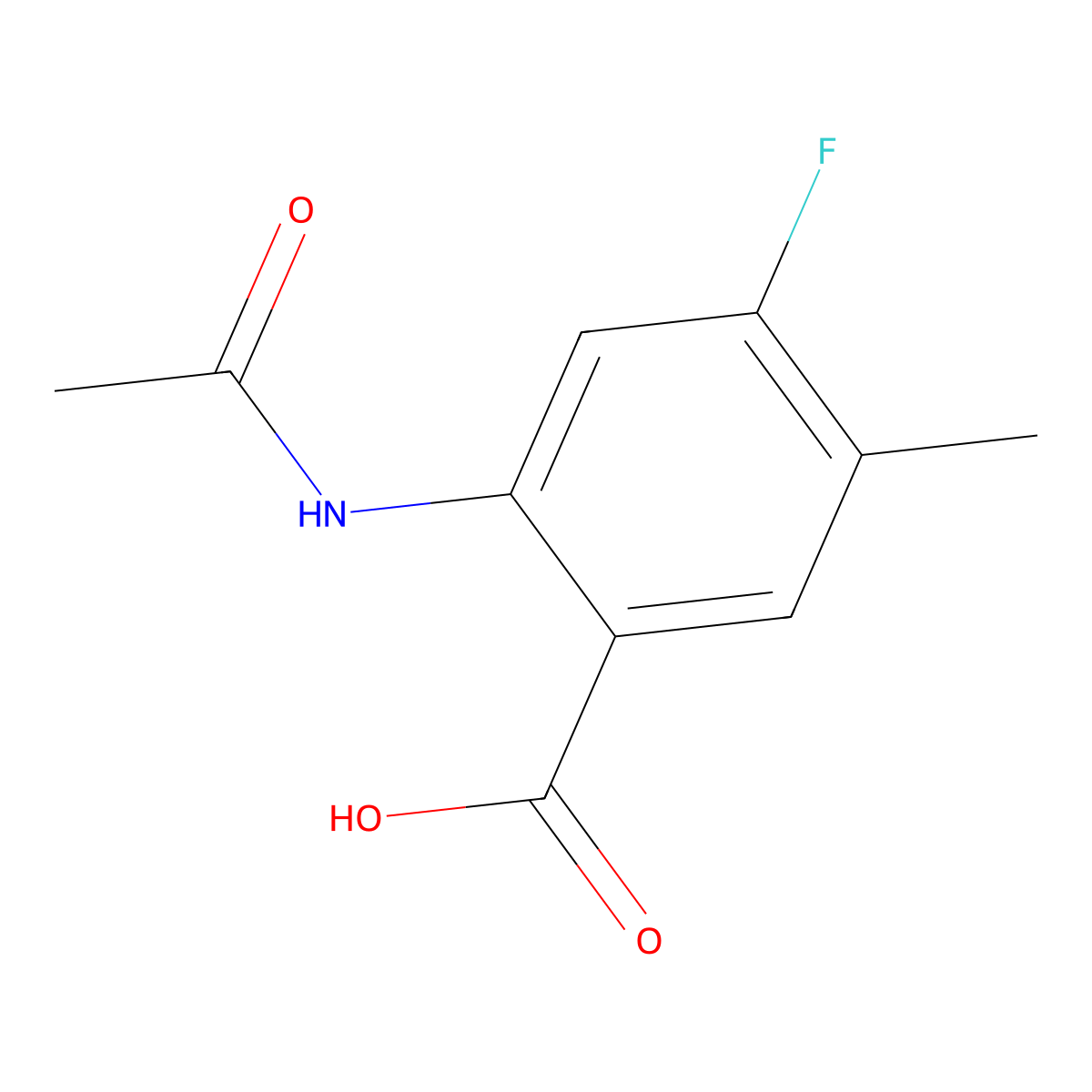 2-Acetamido-4-fluoro-5-methylbenzoic acid molecular structure, CAS 2680875-09-4