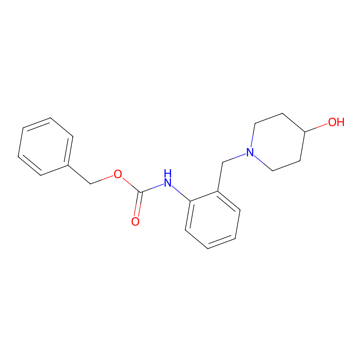 benzyl N-{2-[(4-hydroxypiperidin-1-yl)methyl]phenyl}carbamate molecular structure, CAS 2680875-15-2