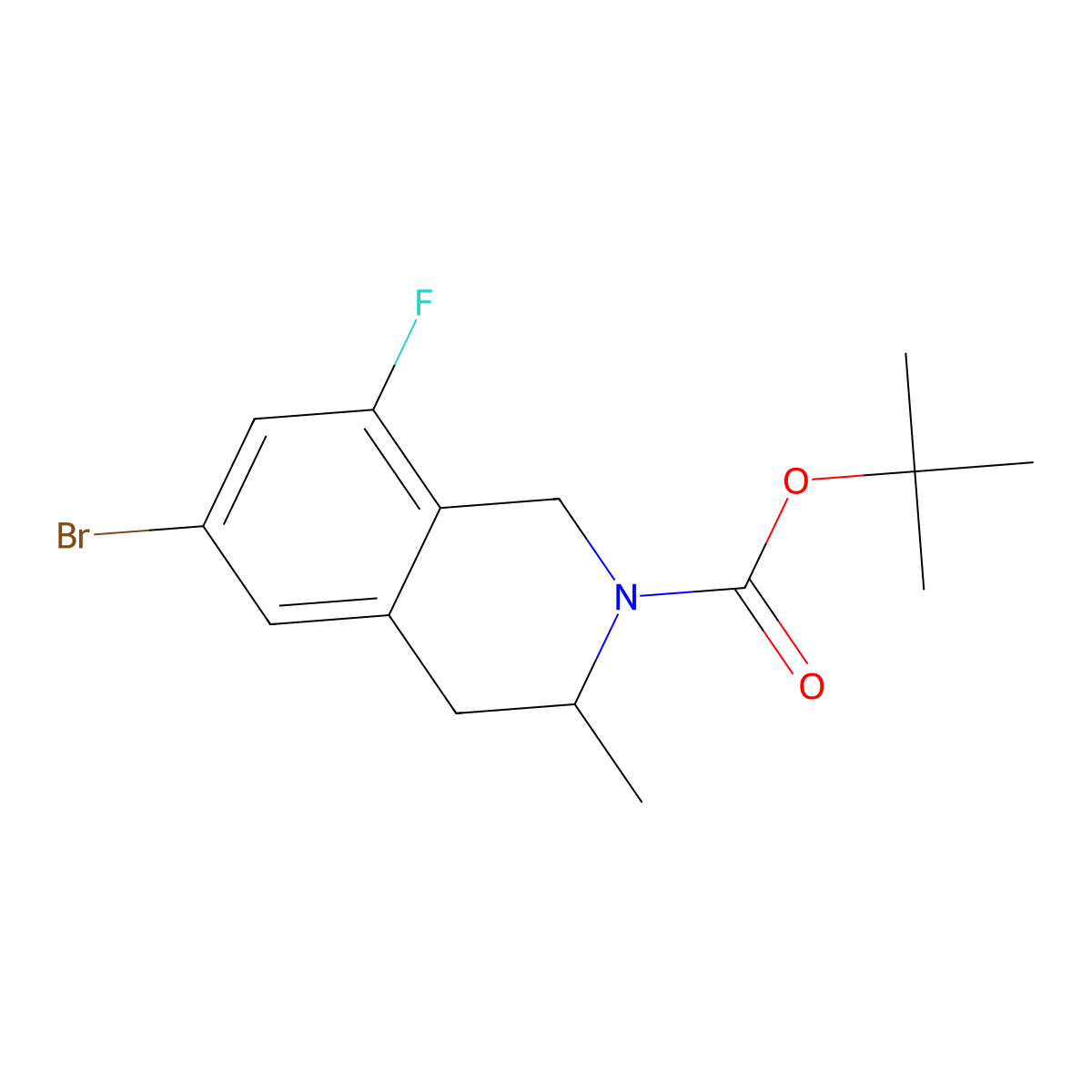 Tert-butyl 6-bromo-8-fluoro-3-methyl-1,2,3,4-tetrahydroisoquinoline-2-carboxylate molecular structure, CAS 2680875-20-9