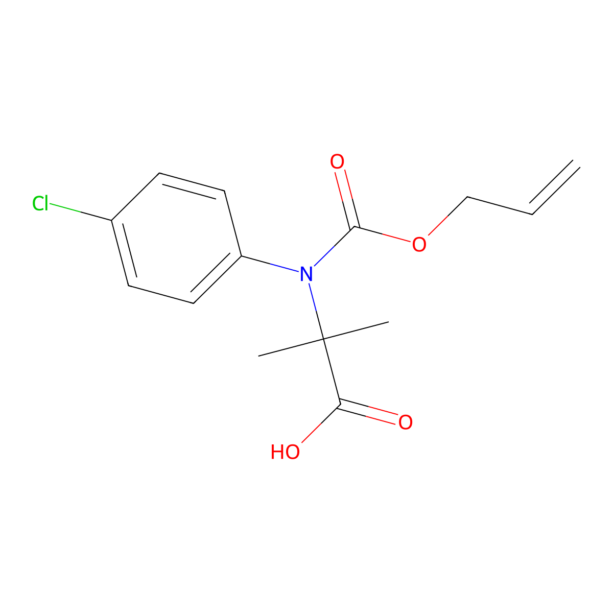 2-[(4-Chlorophenyl)[(prop-2-en-1-yloxy)carbonyl]amino]-2-methylpropanoic acid molecular structure, CAS 2680875-21-0