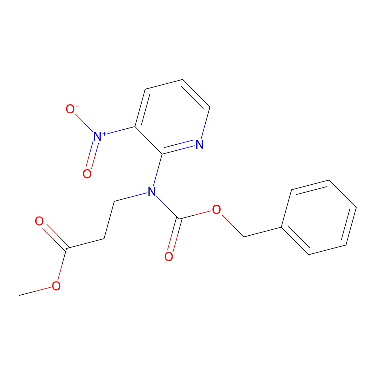Methyl 3-{[(benzyloxy)carbonyl](3-nitropyridin-2-yl)amino}propanoate molecular structure, CAS 2680875-22-1