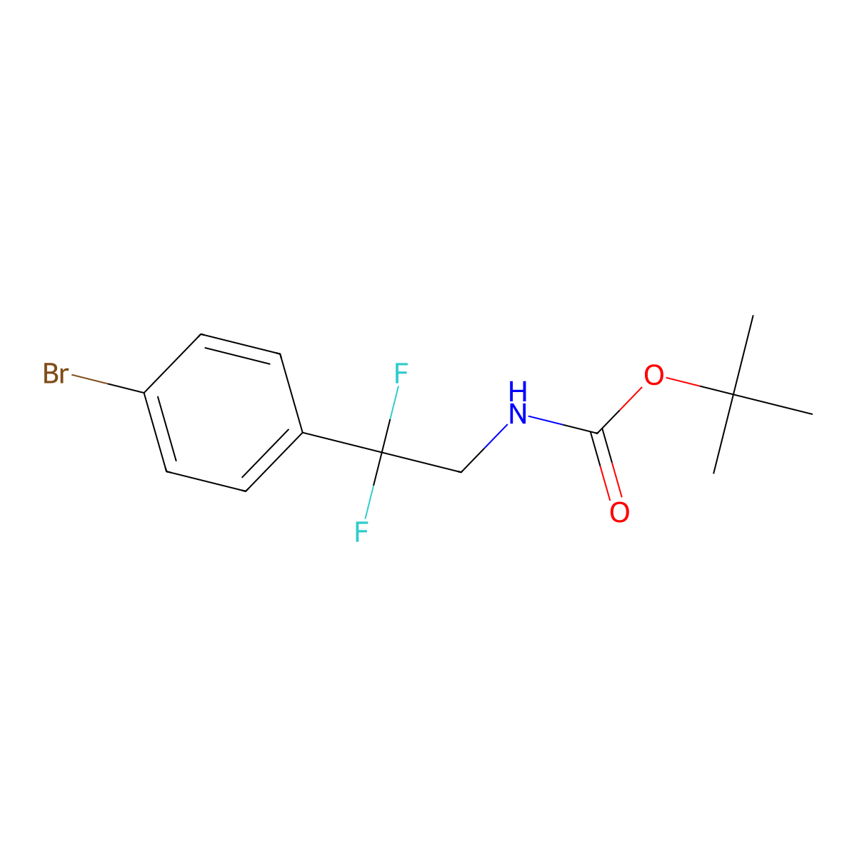 tert-butyl N-[2-(4-bromophenyl)-2,2-difluoroethyl]carbamate molecular structure, CAS 2680875-23-2