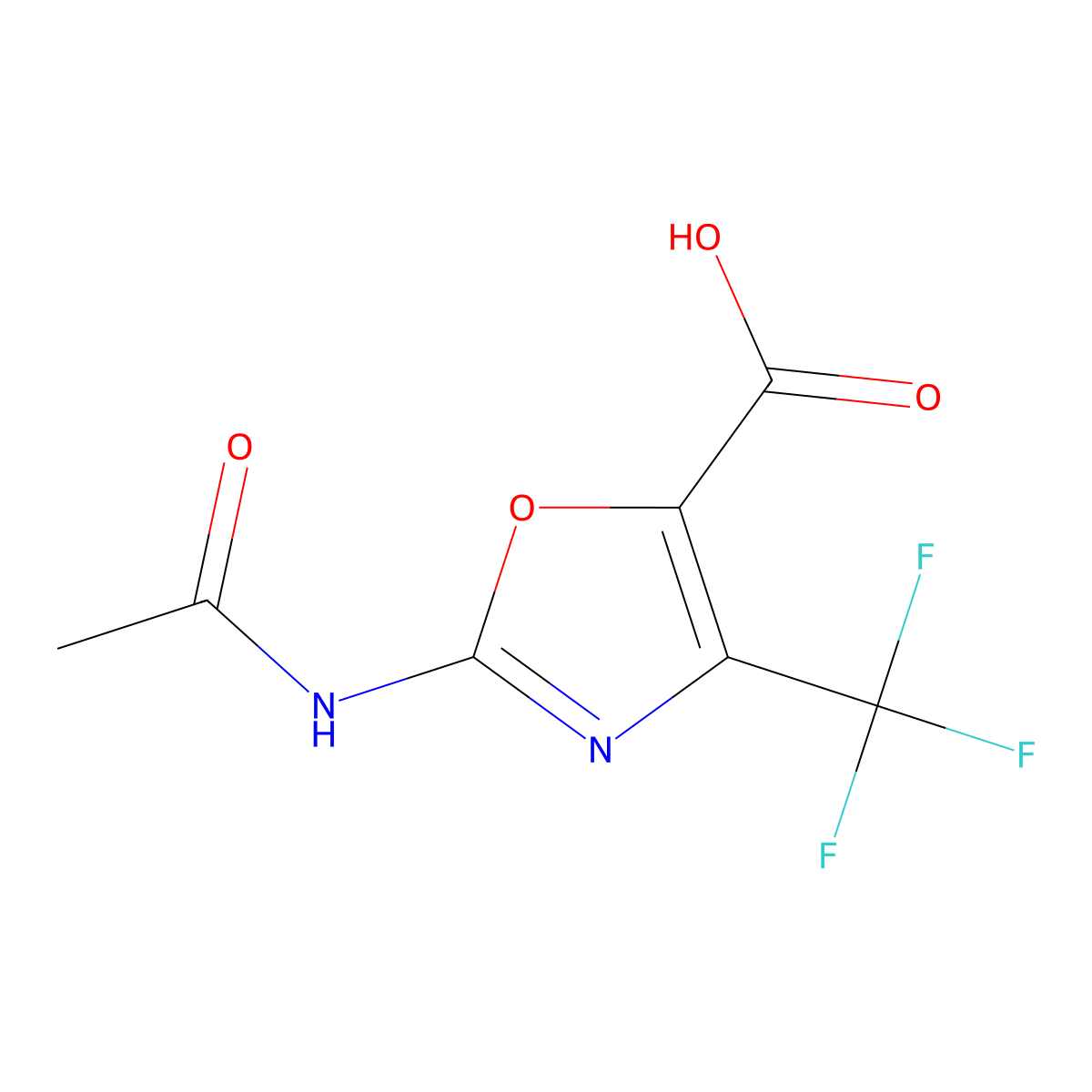 2-Acetamido-4-(trifluoromethyl)-1,3-oxazole-5-carboxylic acid molecular structure, CAS 2680875-26-5