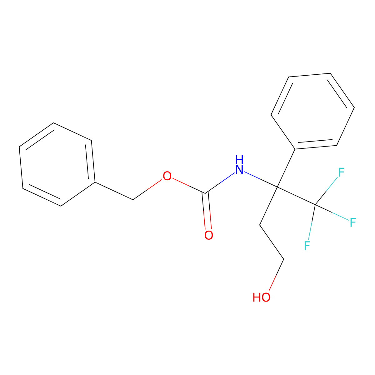 benzyl N-(1,1,1-trifluoro-4-hydroxy-2-phenylbutan-2-yl)carbamate molecular structure, CAS 2680875-29-8