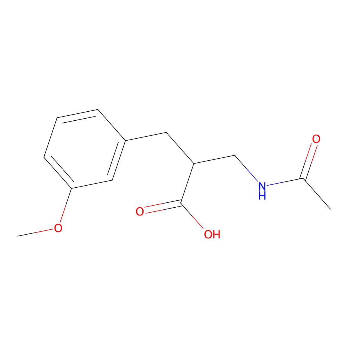 3-Acetamido-2-[(3-methoxyphenyl)methyl]propanoic acid molecular structure, CAS 2680875-32-3