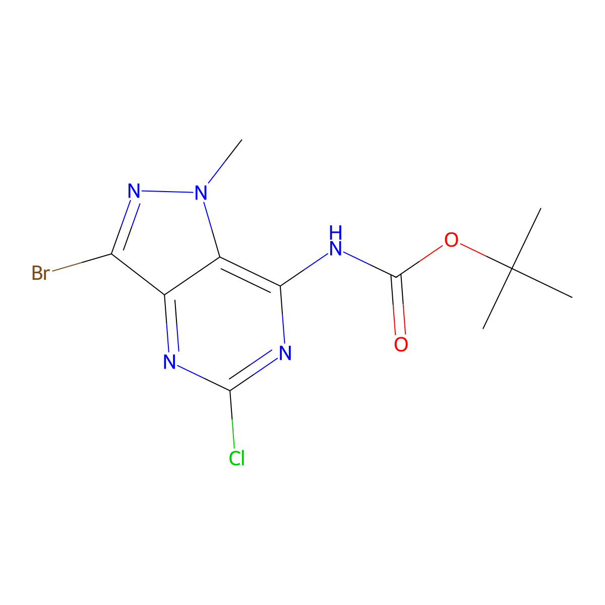 tert-butyl N-{3-bromo-5-chloro-1-methyl-1H-pyrazolo[4,3-d]pyrimidin-7-yl}carbamate molecular structure, CAS 2680875-37-8