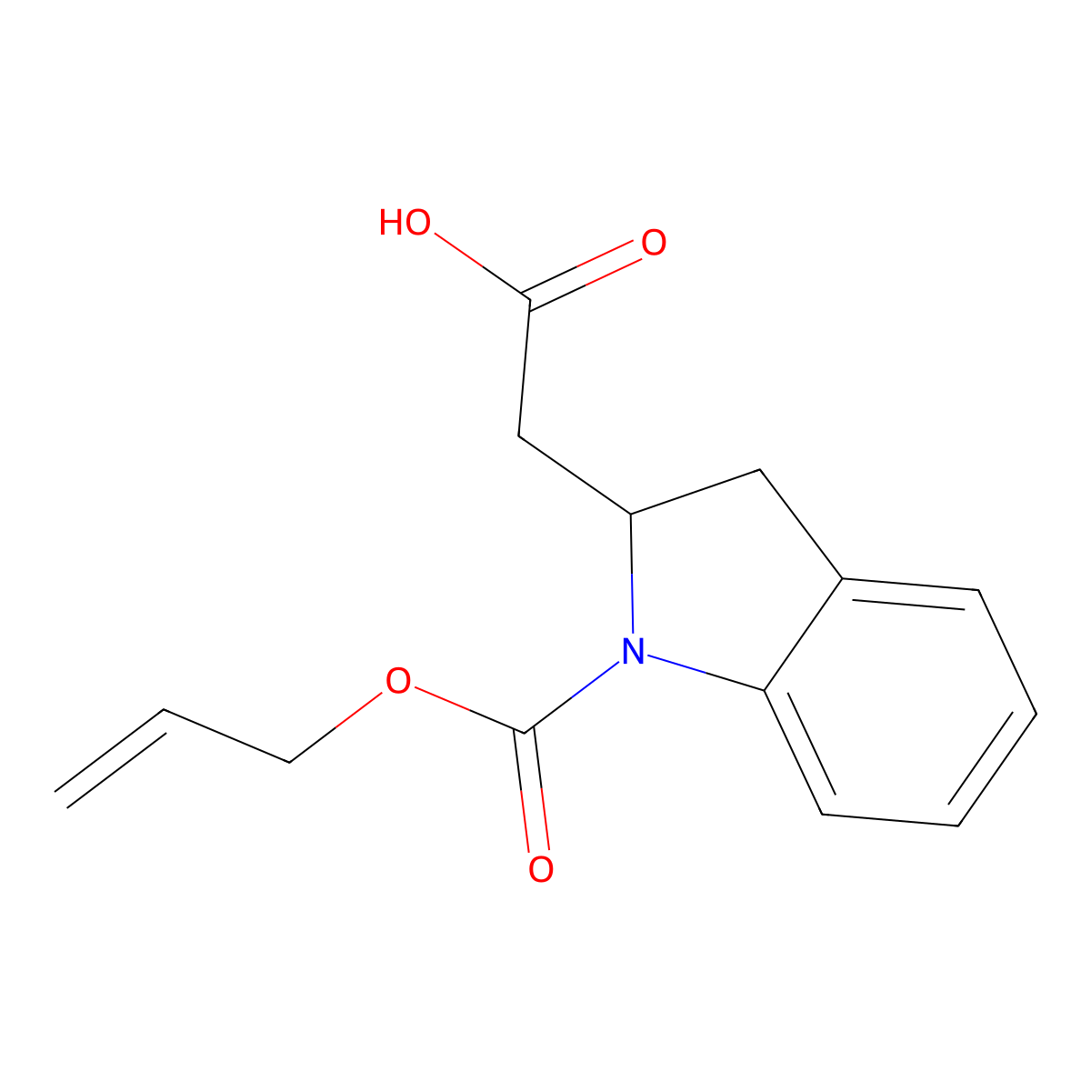 2-{1-[(prop-2-en-1-yloxy)carbonyl]-2,3-dihydro-1H-indol-2-yl}acetic acid molecular structure, CAS 2680875-44-7