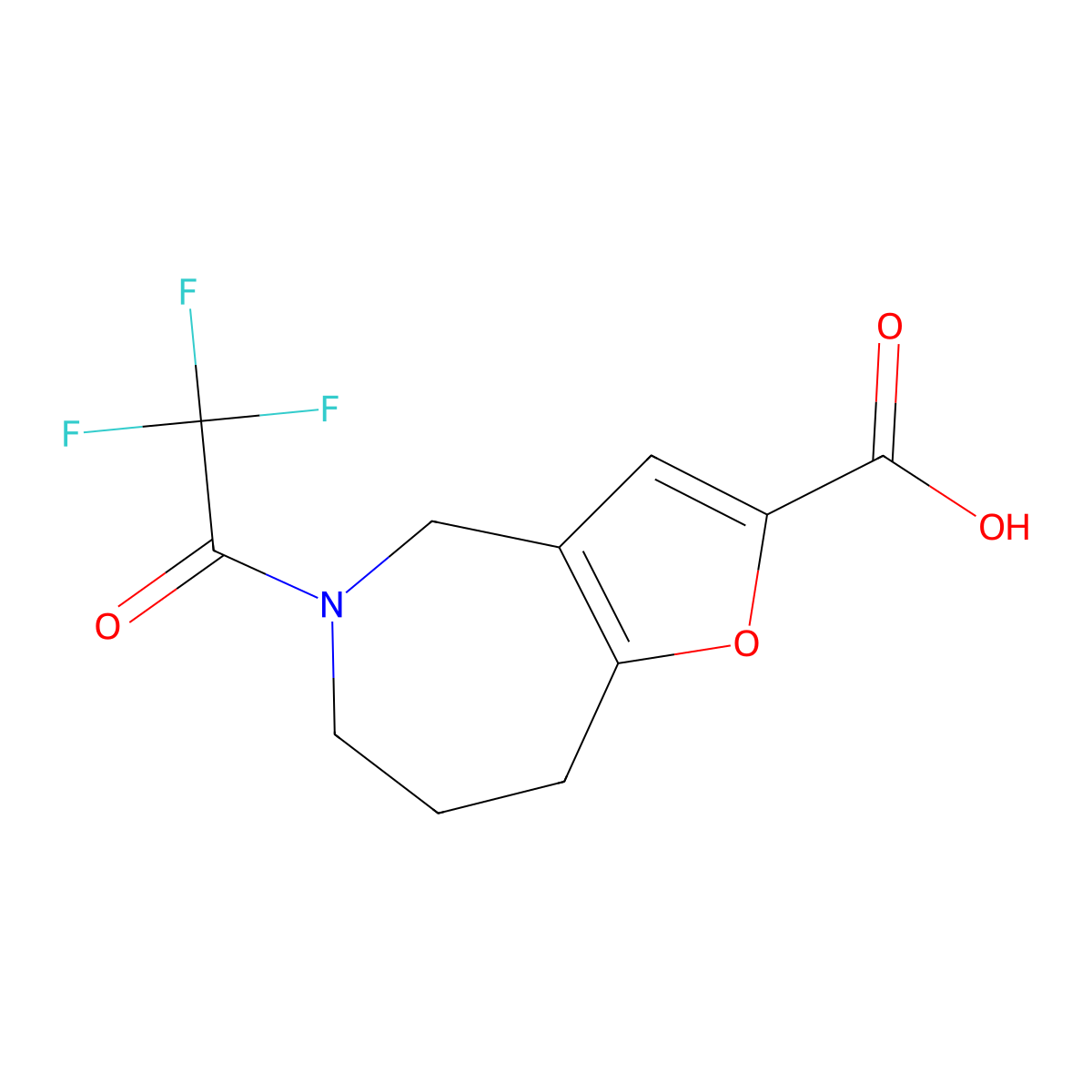 5-(2,2,2-trifluoroacetyl)-4H,5H,6H,7H,8H-furo[3,2-c]azepine-2-carboxylic acid molecular structure, CAS 2680875-49-2