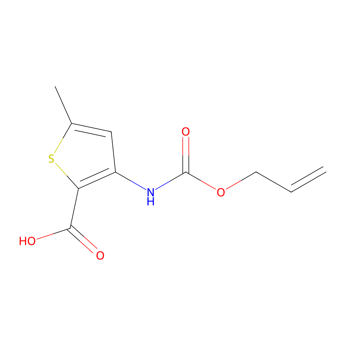 5-Methyl-3-{[(prop-2-en-1-yloxy)carbonyl]amino}thiophene-2-carboxylic acid molecular structure, CAS 2680875-54-9