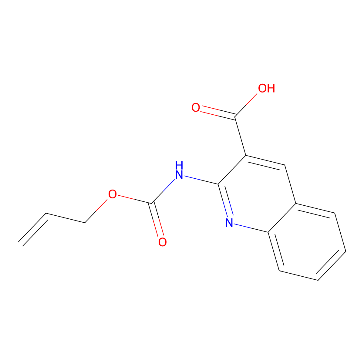 2-{[(Prop-2-en-1-yloxy)carbonyl]amino}quinoline-3-carboxylic acid molecular structure, CAS 2680875-62-9