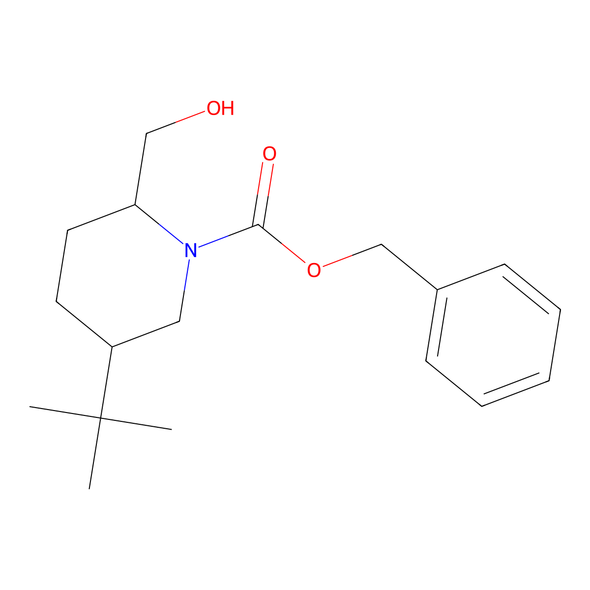 Benzyl 5-tert-butyl-2-(hydroxymethyl)piperidine-1-carboxylate molecular structure, CAS 2680875-70-9