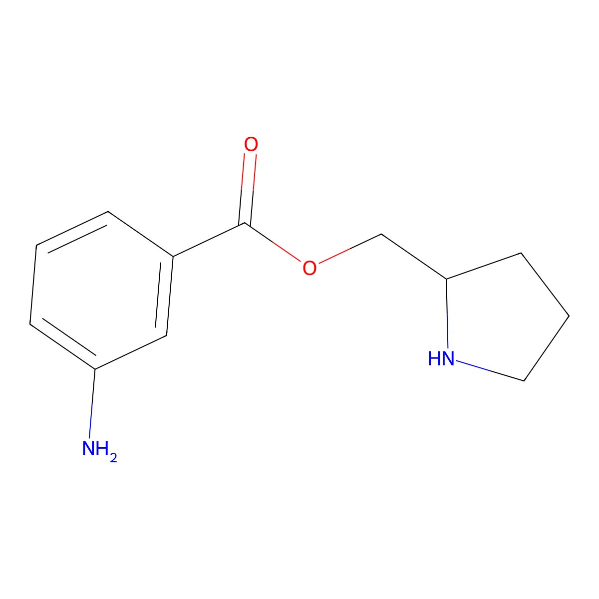 (Pyrrolidin-2-yl)methyl 3-aminobenzoate molecular structure, CAS 2680875-78-7