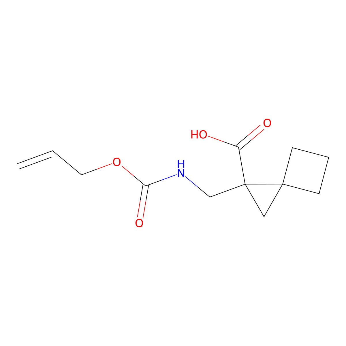 1-({[(Prop-2-en-1-yloxy)carbonyl]amino}methyl)spiro[2.3]hexane-1-carboxylic acid molecular structure, CAS 2680875-84-5