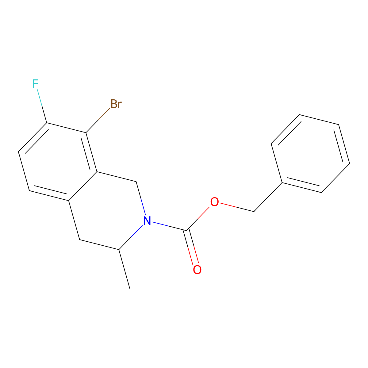 Benzyl 8-bromo-7-fluoro-3-methyl-1,2,3,4-tetrahydroisoquinoline-2-carboxylate molecular structure, CAS 2680875-92-5
