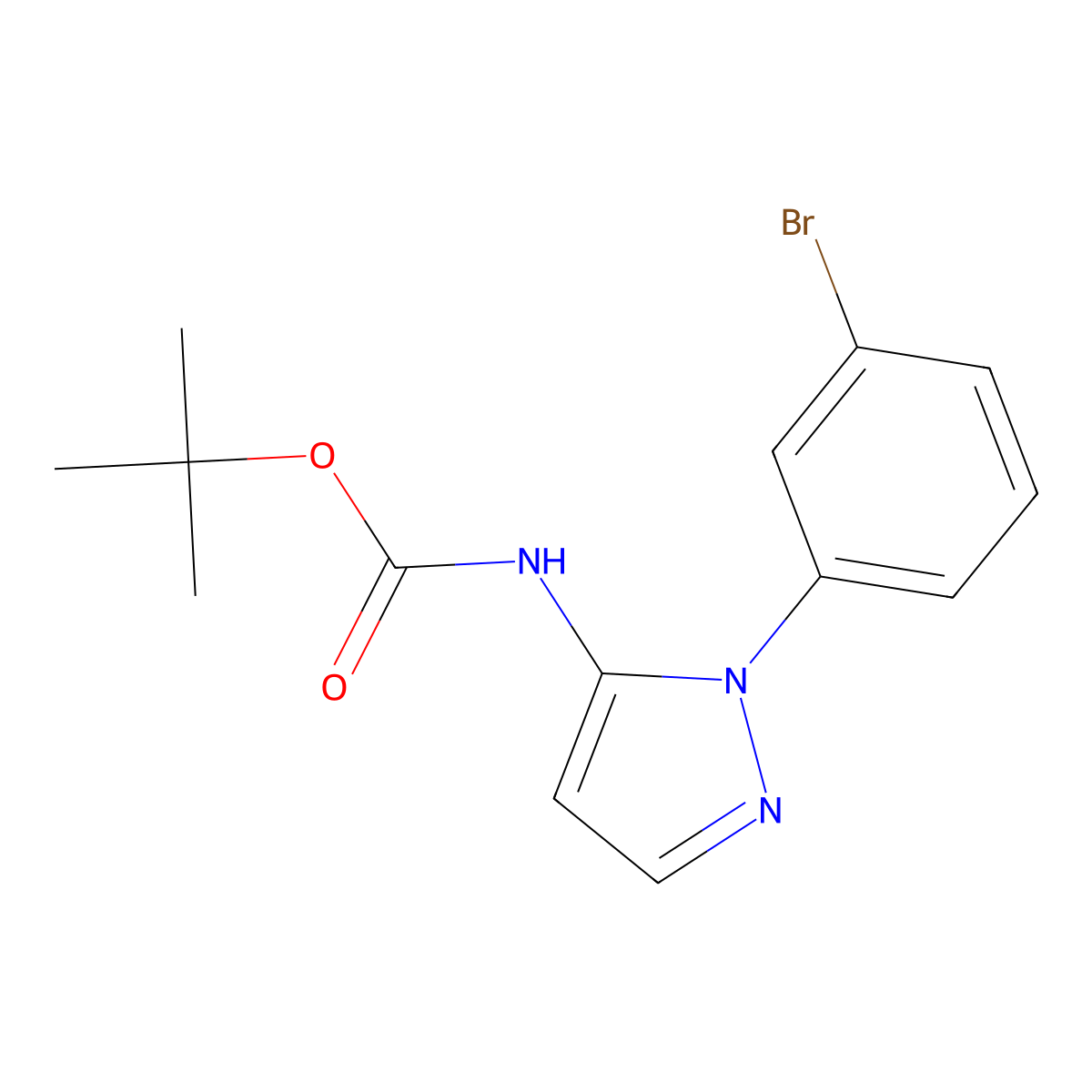 tert-butyl N-[1-(3-bromophenyl)-1H-pyrazol-5-yl]carbamate molecular structure, CAS 2680875-97-0