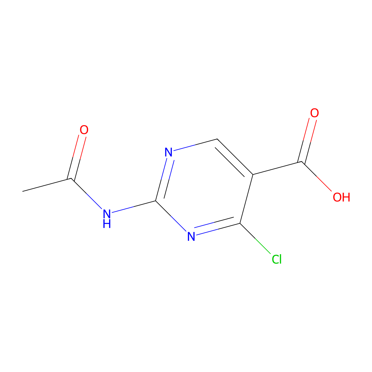 4-Chloro-2-acetamidopyrimidine-5-carboxylic acid molecular structure, CAS 2680876-02-0