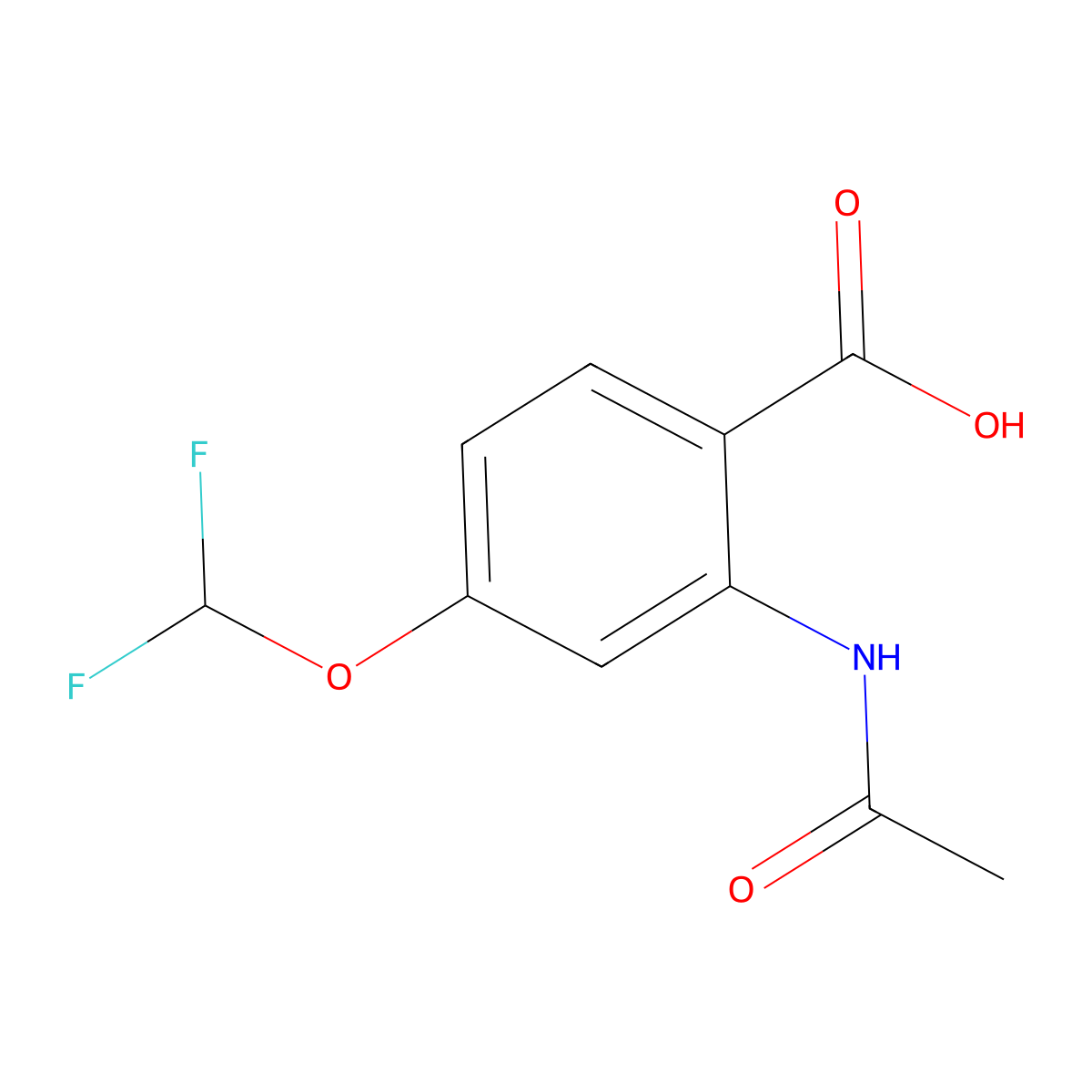 4-(Difluoromethoxy)-2-acetamidobenzoic acid molecular structure, CAS 2680876-03-1