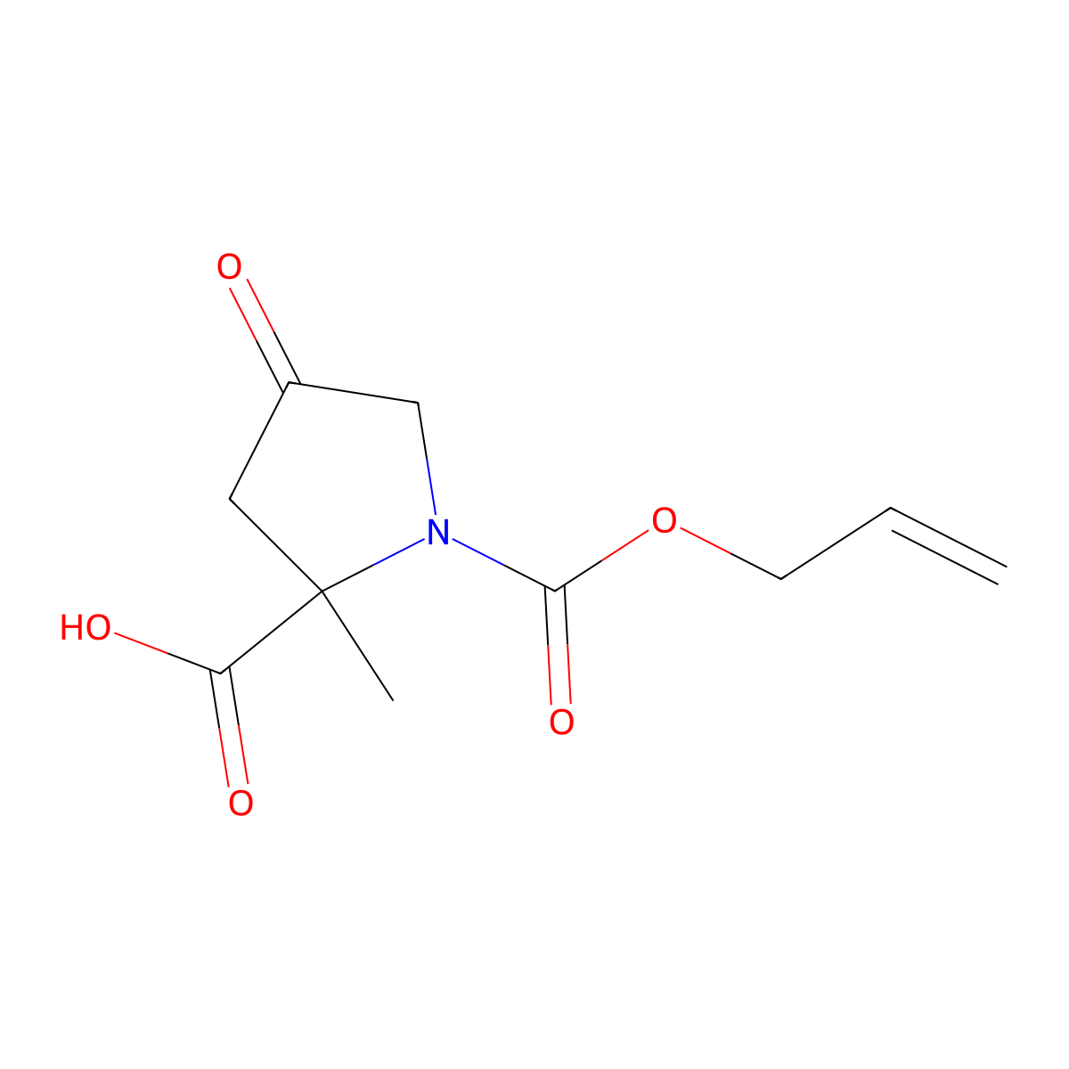 2-Methyl-4-oxo-1-[(prop-2-en-1-yloxy)carbonyl]pyrrolidine-2-carboxylic acid molecular structure, CAS 2680876-07-5