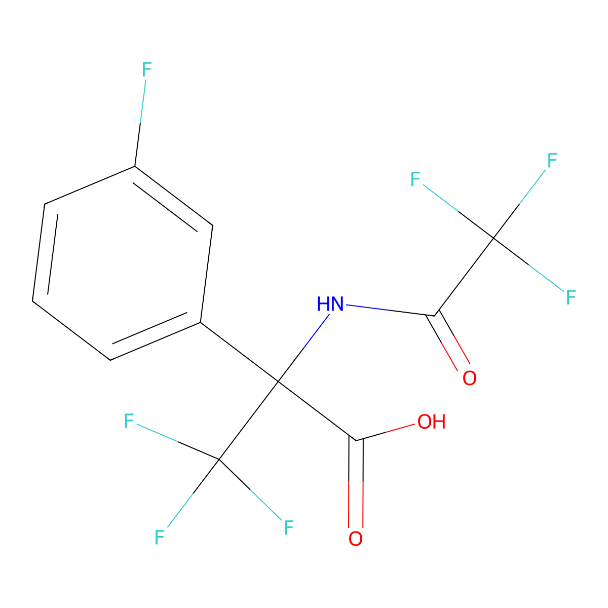 3,3,3-Trifluoro-2-(3-fluorophenyl)-2-(2,2,2-trifluoroacetamido)propanoic acid molecular structure, CAS 2680876-12-2
