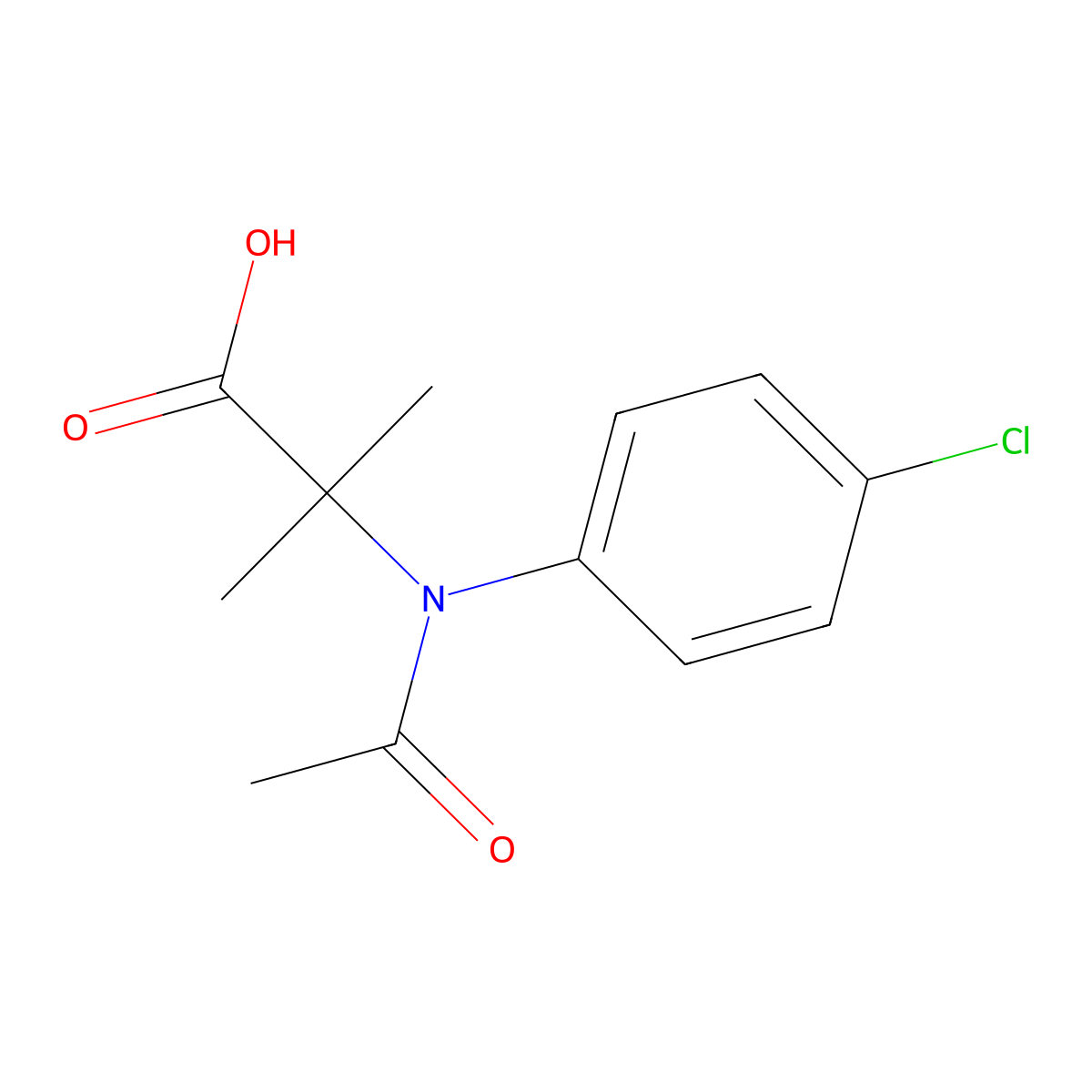 2-[N-(4-chlorophenyl)acetamido]-2-methylpropanoic acid molecular structure, CAS 2680876-15-5