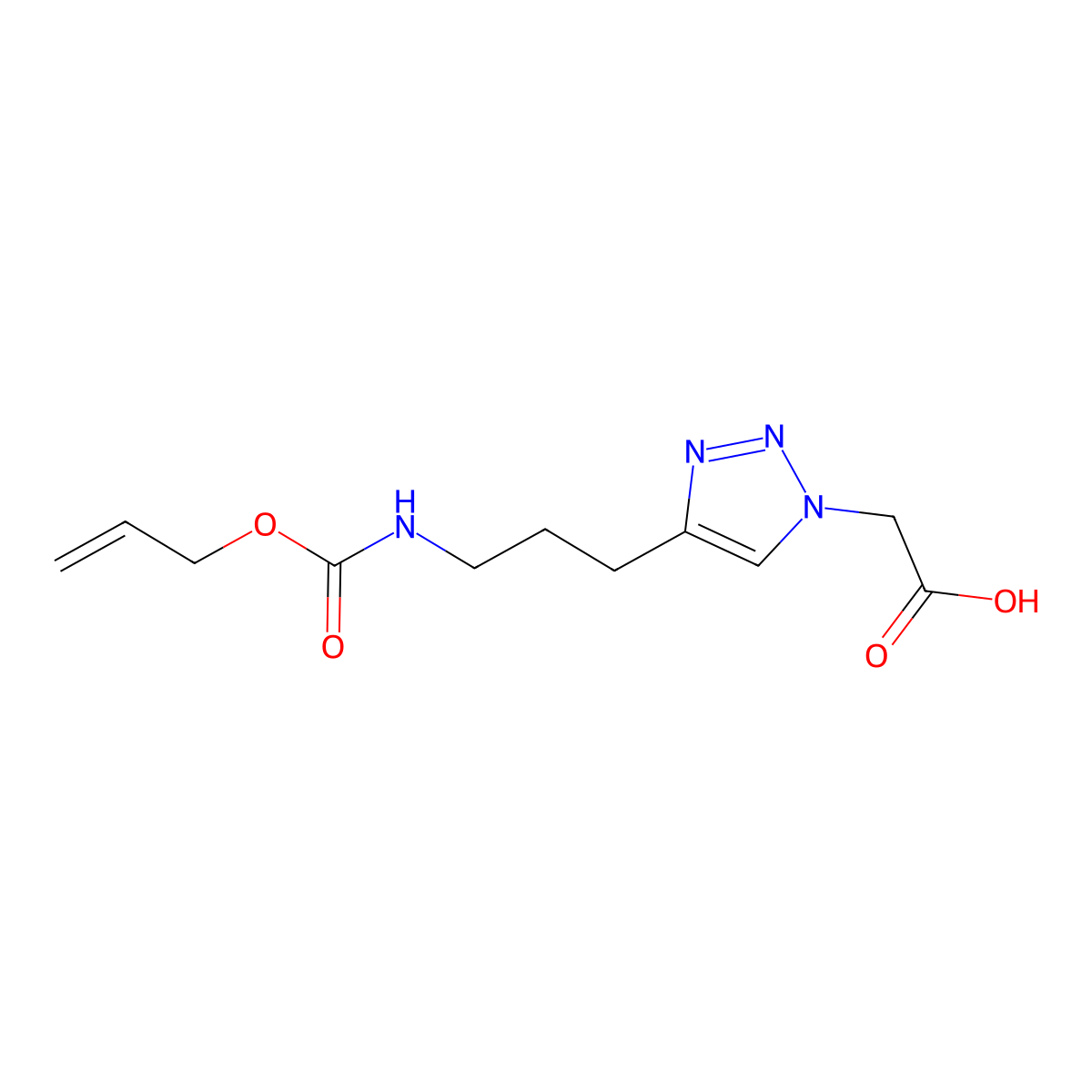 2-[4-(3-{[(prop-2-en-1-yloxy)carbonyl]amino}propyl)-1H-1,2,3-triazol-1-yl]acetic acid molecular structure, CAS 2680876-18-8