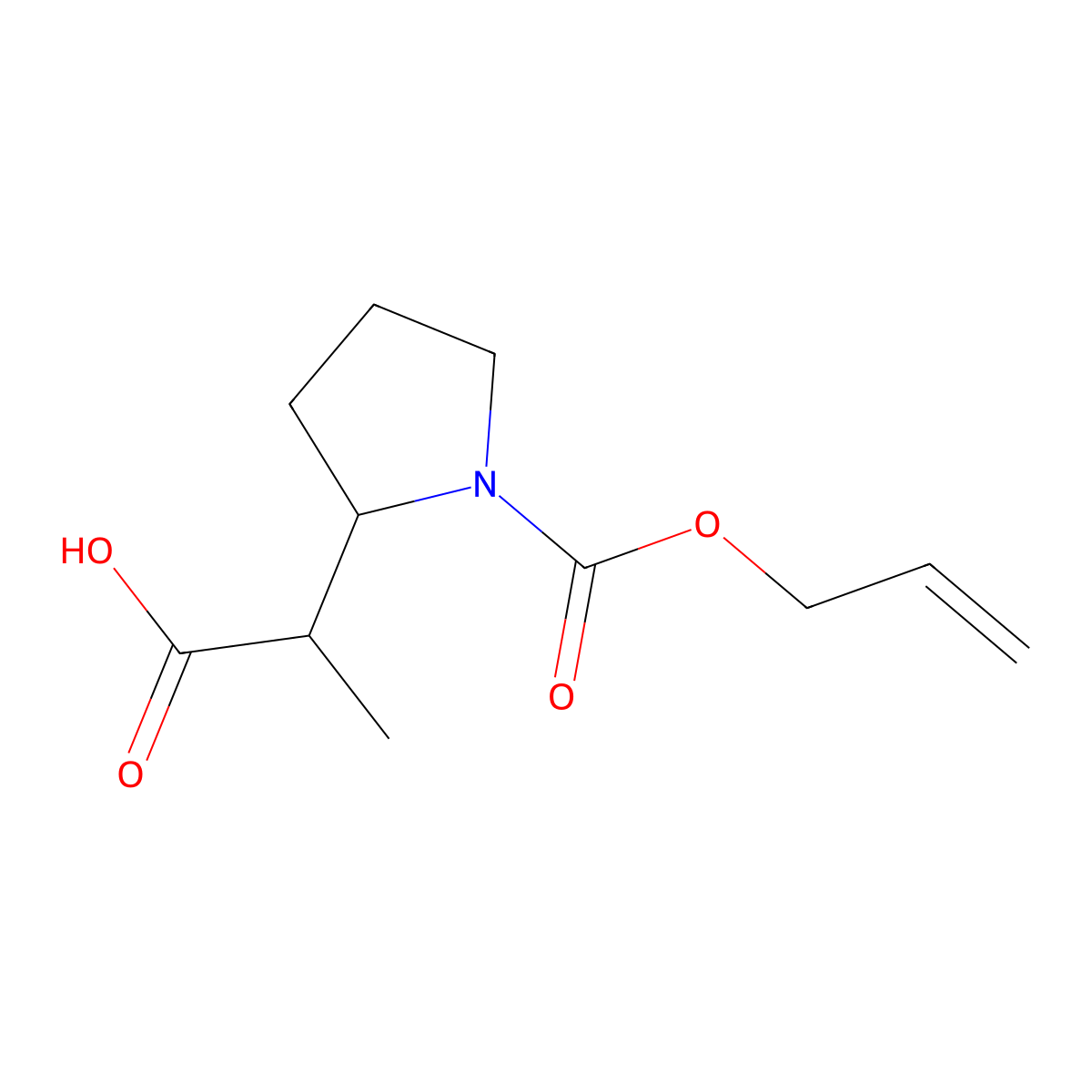 2-{1-[(Prop-2-en-1-yloxy)carbonyl]pyrrolidin-2-yl}propanoic acid molecular structure, CAS 2680876-20-2