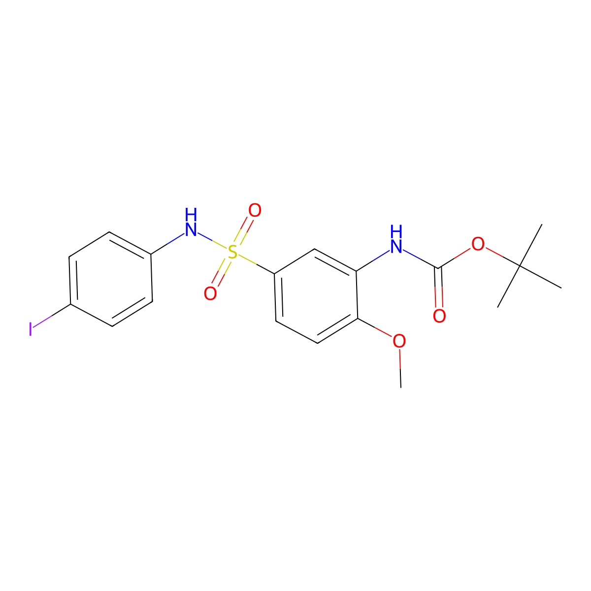 tert-butyl N-{5-[(4-iodophenyl)sulfamoyl]-2-methoxyphenyl}carbamate molecular structure, CAS 2680876-21-3