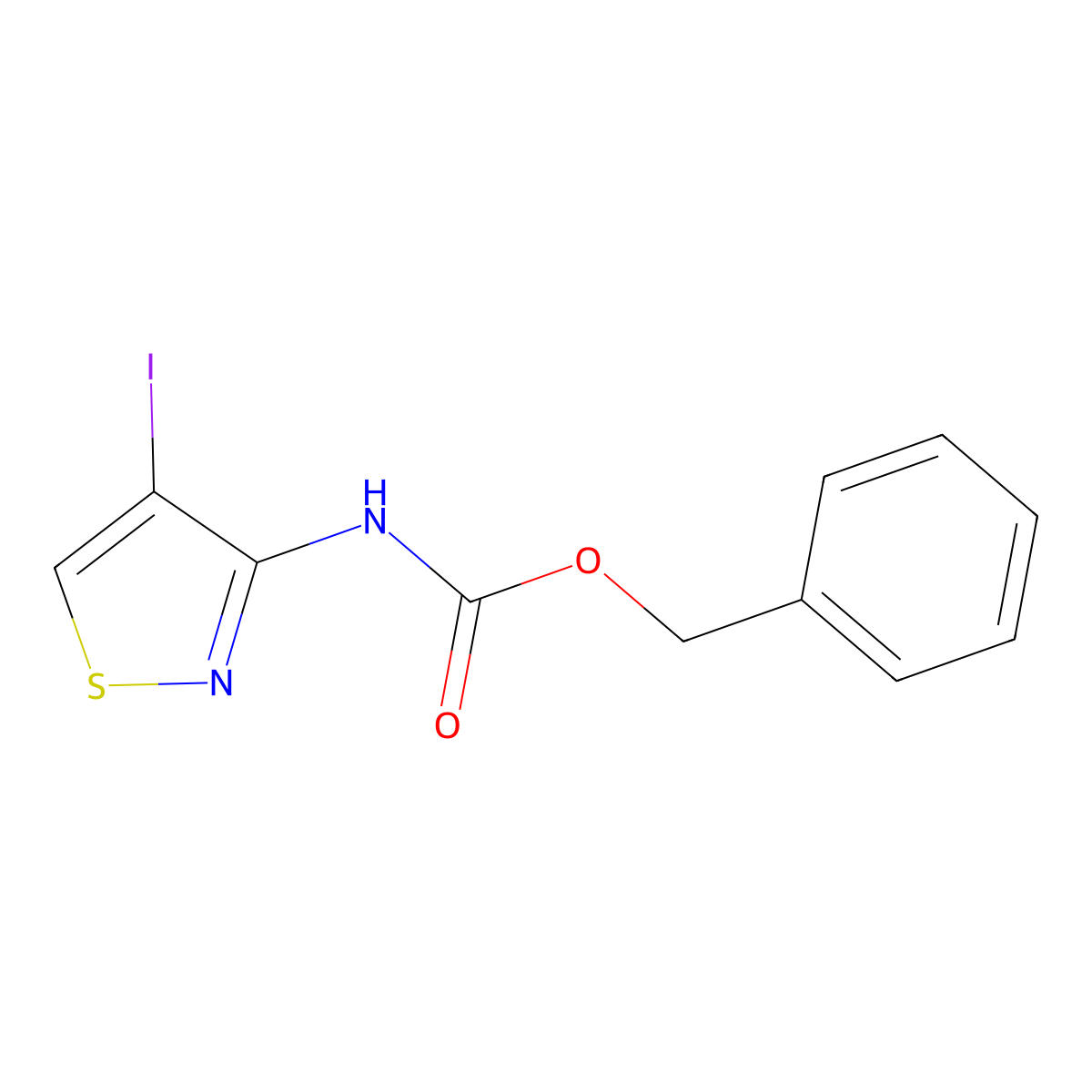 benzyl N-(4-iodo-1,2-thiazol-3-yl)carbamate molecular structure, CAS 2680876-22-4