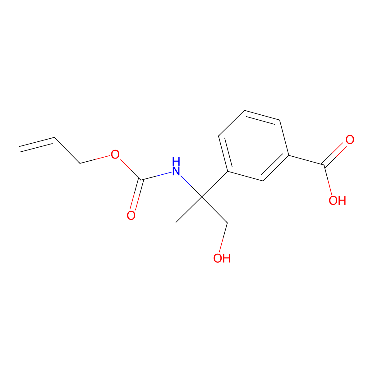 3-(1-Hydroxy-2-{[(prop-2-en-1-yloxy)carbonyl]amino}propan-2-yl)benzoic acid molecular structure, CAS 2680876-24-6