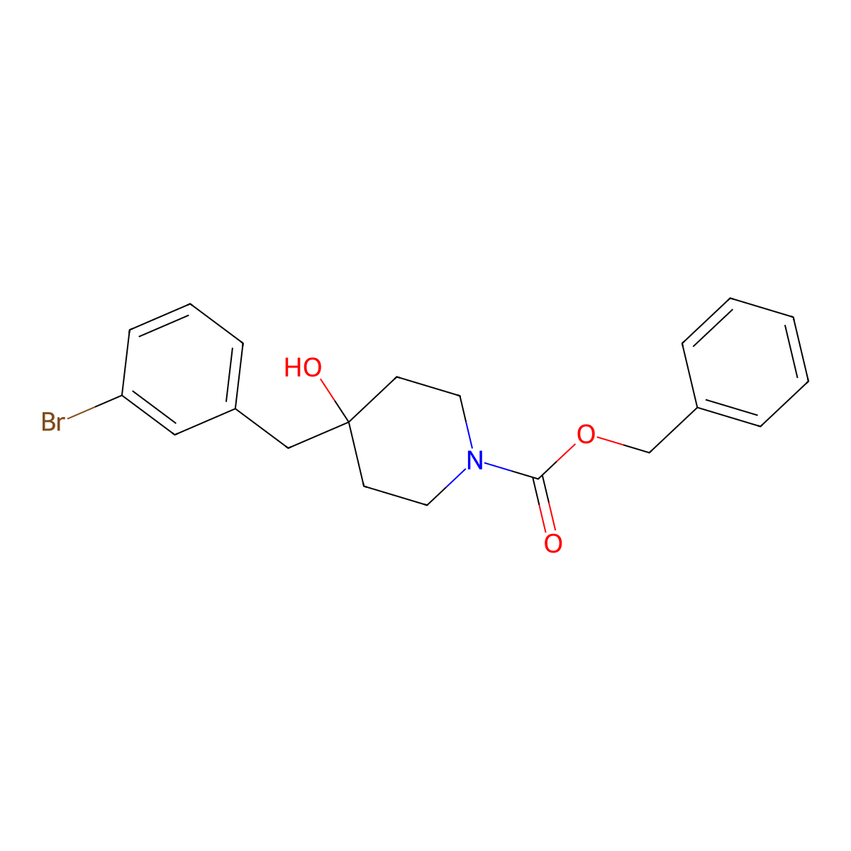 Benzyl 4-[(3-bromophenyl)methyl]-4-hydroxypiperidine-1-carboxylate molecular structure, CAS 2680876-31-5