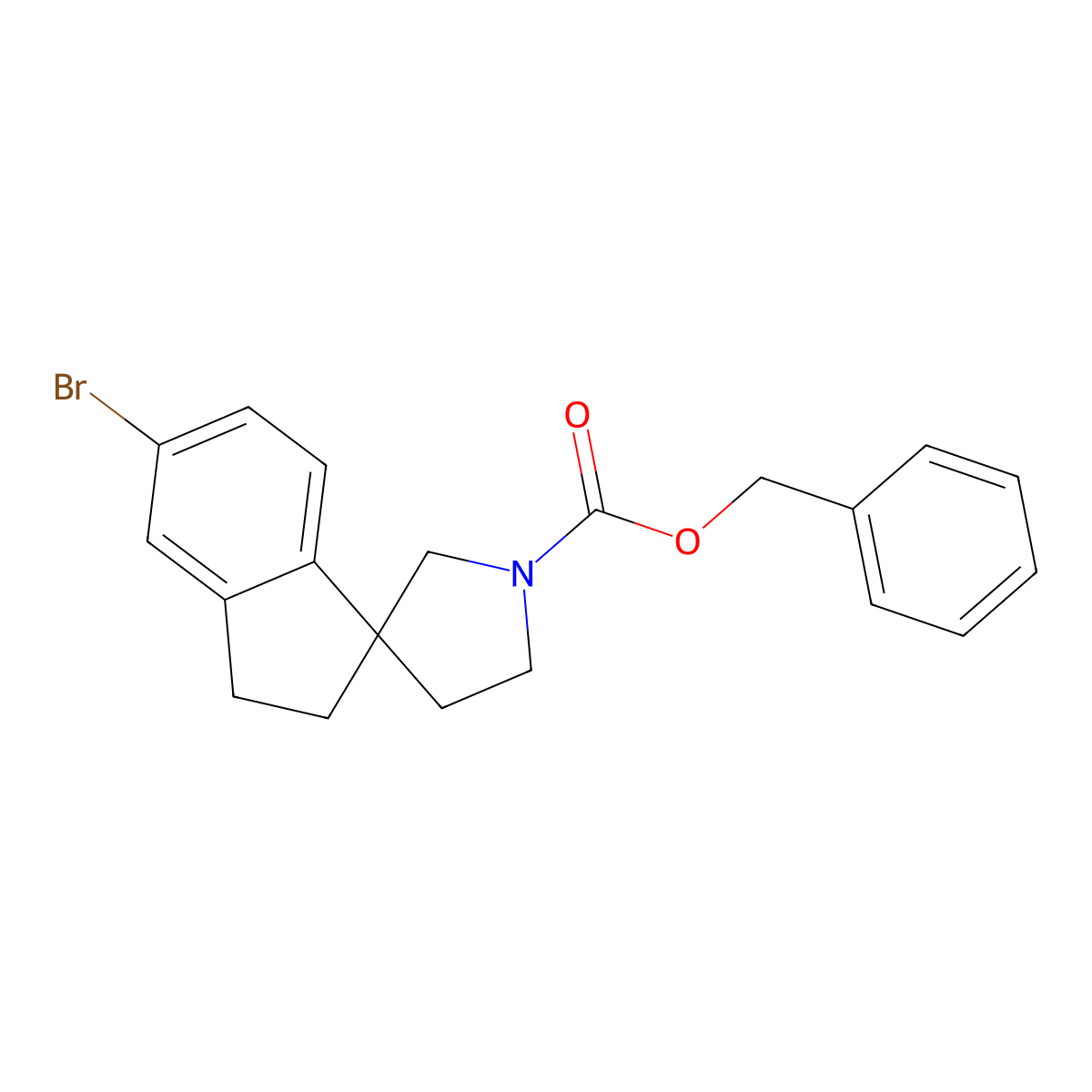 Benzyl 5-bromo-2,3-dihydrospiro[indene-1,3'-pyrrolidine]-1'-carboxylate molecular structure, CAS 2680876-40-6
