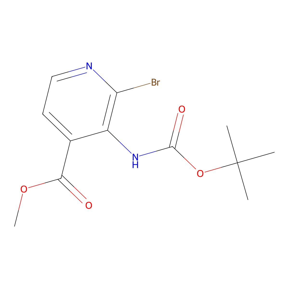 Methyl 2-bromo-3-{[(tert-butoxy)carbonyl]amino}pyridine-4-carboxylate molecular structure, CAS 2680876-67-7