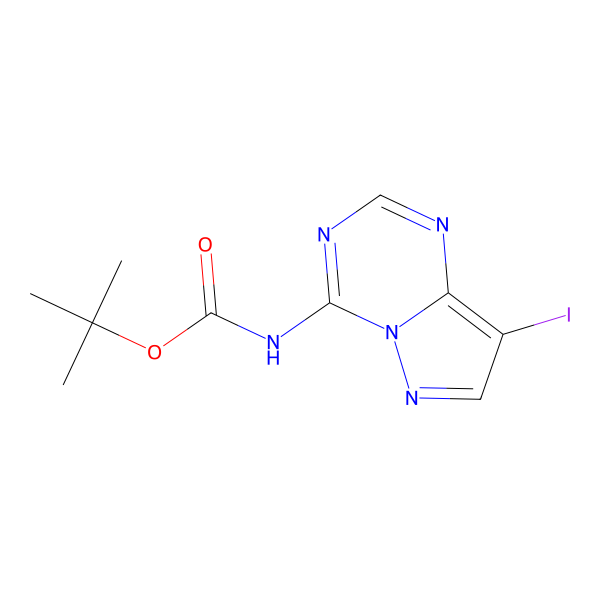 tert-butyl N-{8-iodopyrazolo[1,5-a][1,3,5]triazin-4-yl}carbamate molecular structure, CAS 2680876-70-2