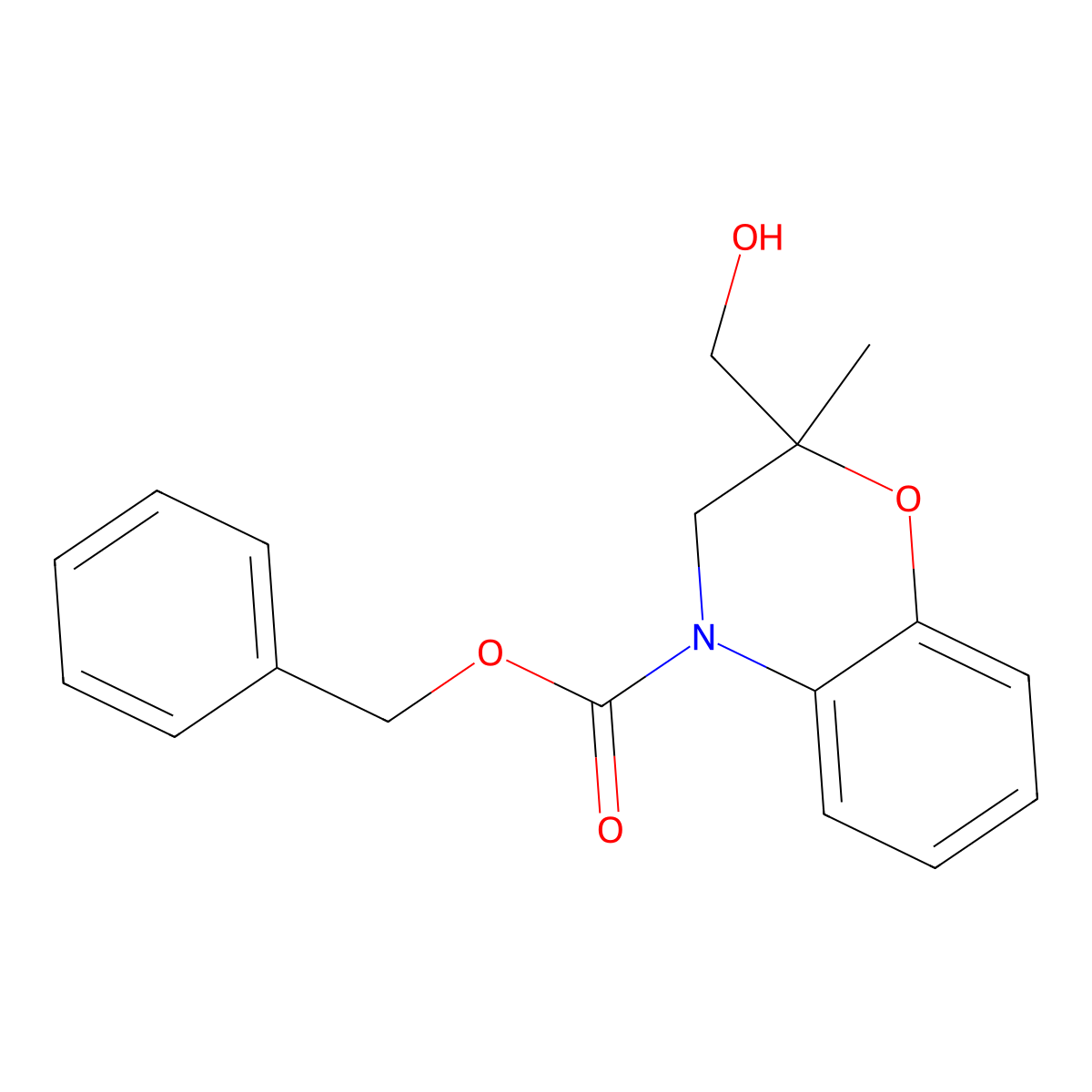 benzyl 2-(hydroxymethyl)-2-methyl-3,4-dihydro-2H-1,4-benzoxazine-4-carboxylate molecular structure, CAS 2680876-72-4