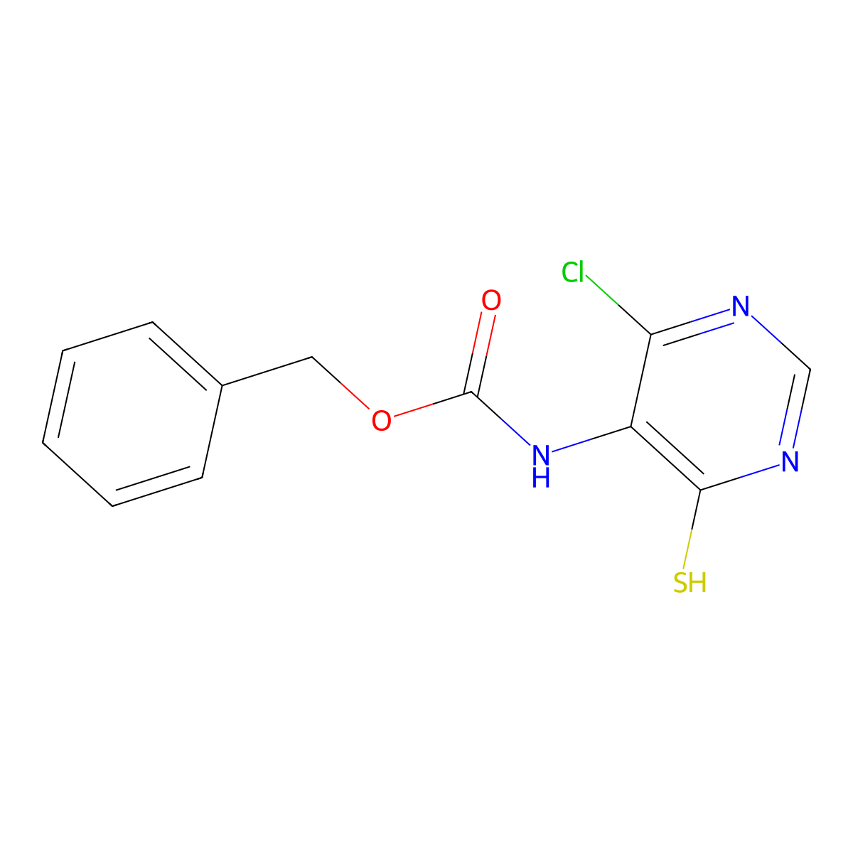 benzyl N-(4-chloro-6-sulfanylpyrimidin-5-yl)carbamate molecular structure, CAS 2680876-73-5