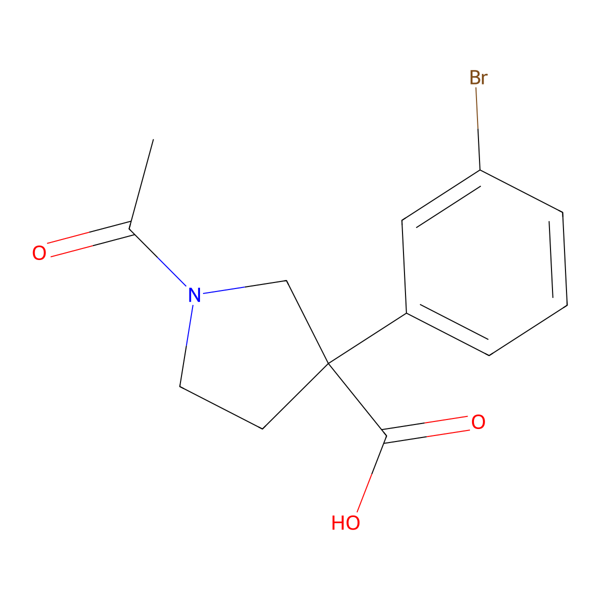 1-Acetyl-3-(3-bromophenyl)pyrrolidine-3-carboxylic acid molecular structure, CAS 2680876-74-6