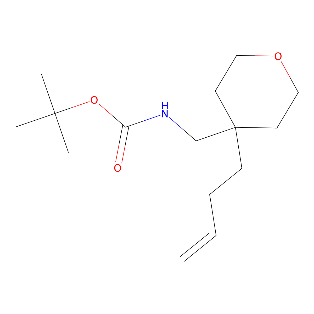 tert-butyl N-{[4-(but-3-en-1-yl)oxan-4-yl]methyl}carbamate molecular structure, CAS 2680876-89-3