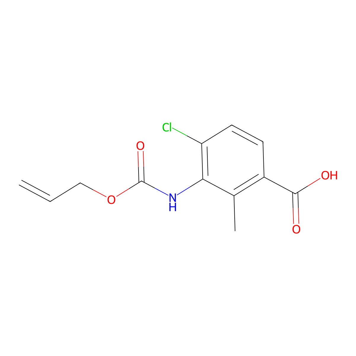 4-Chloro-2-methyl-3-{[(prop-2-en-1-yloxy)carbonyl]amino}benzoic acid molecular structure, CAS 2680876-94-0