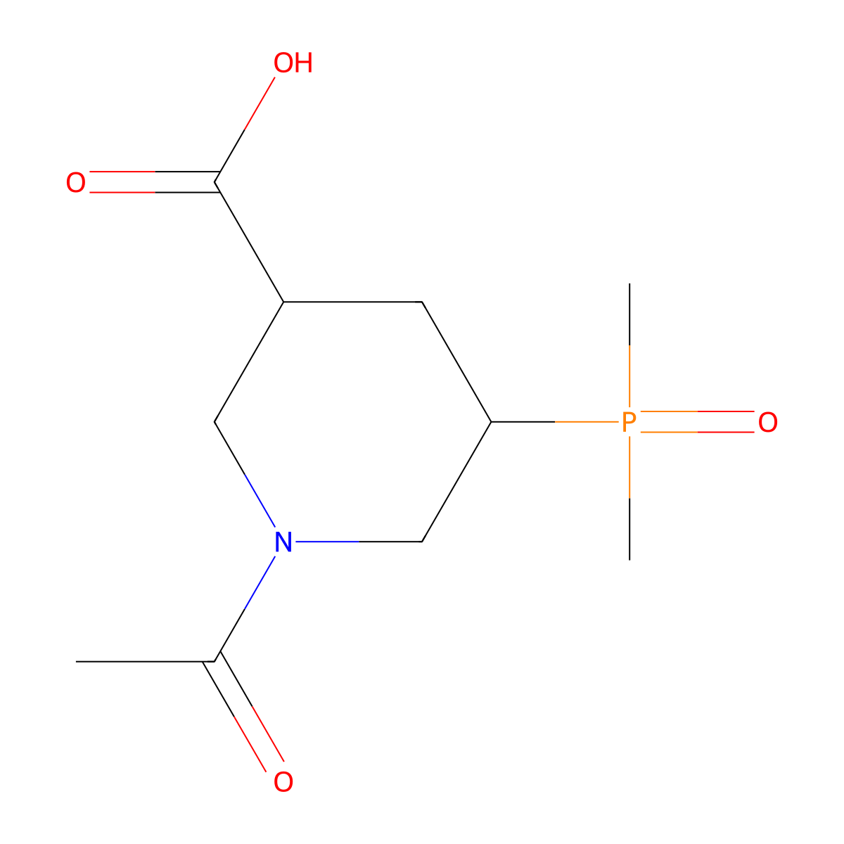 1-Acetyl-5-(dimethylphosphoryl)piperidine-3-carboxylic acid molecular structure, CAS 2680876-97-3