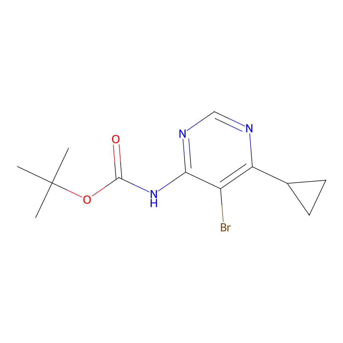 tert-butyl N-(5-bromo-6-cyclopropylpyrimidin-4-yl)carbamate molecular structure, CAS 2680876-99-5