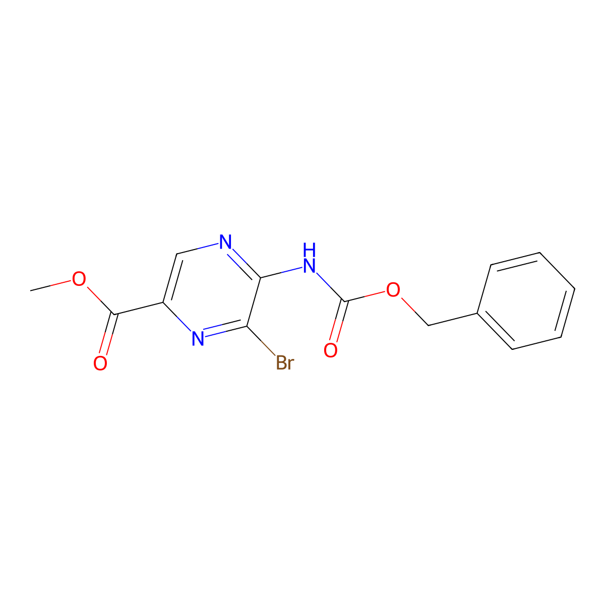 Methyl 5-{[(benzyloxy)carbonyl]amino}-6-bromopyrazine-2-carboxylate molecular structure, CAS 2680877-00-1