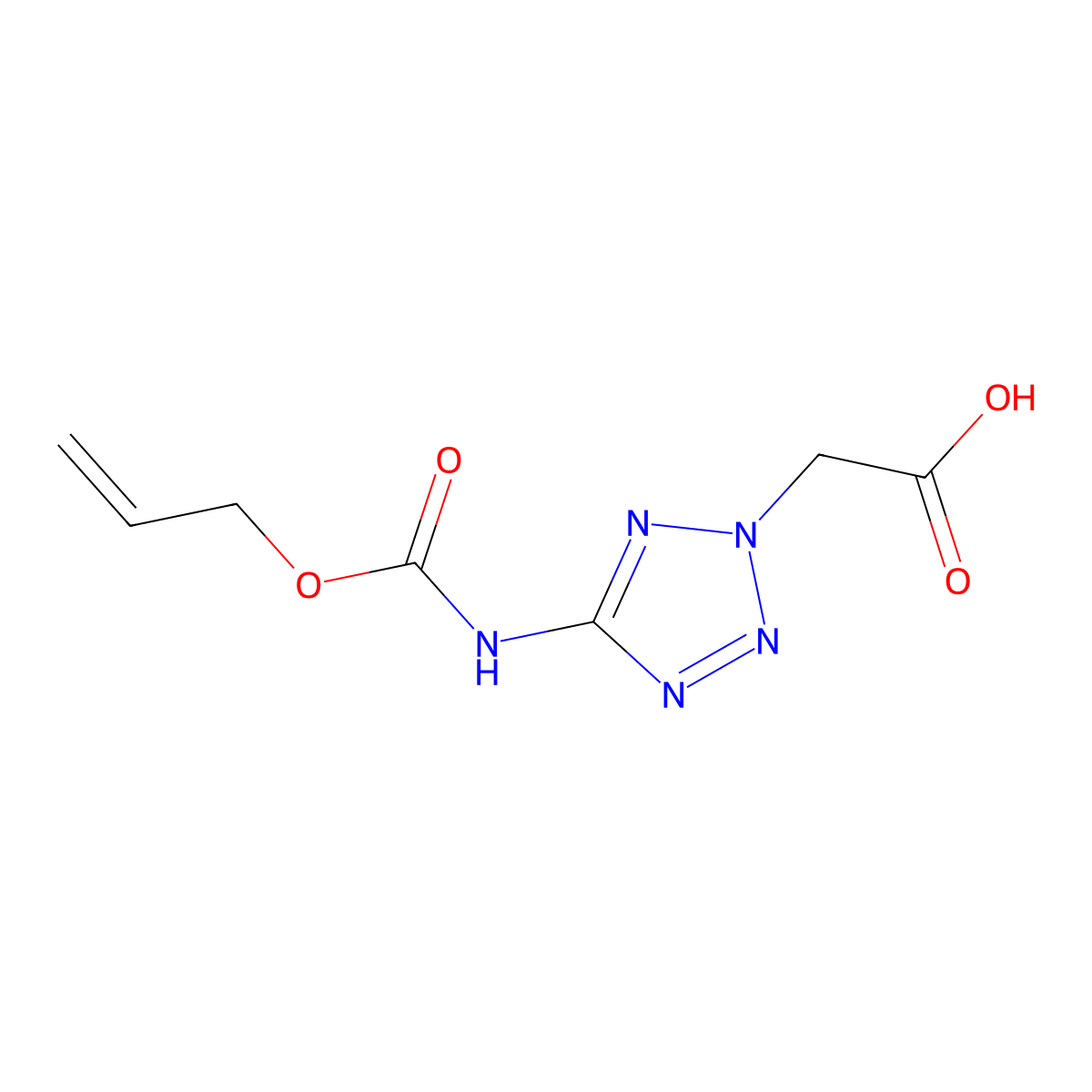 2-(5-{[(prop-2-en-1-yloxy)carbonyl]amino}-2H-1,2,3,4-tetrazol-2-yl)acetic acid molecular structure, CAS 2680877-01-2