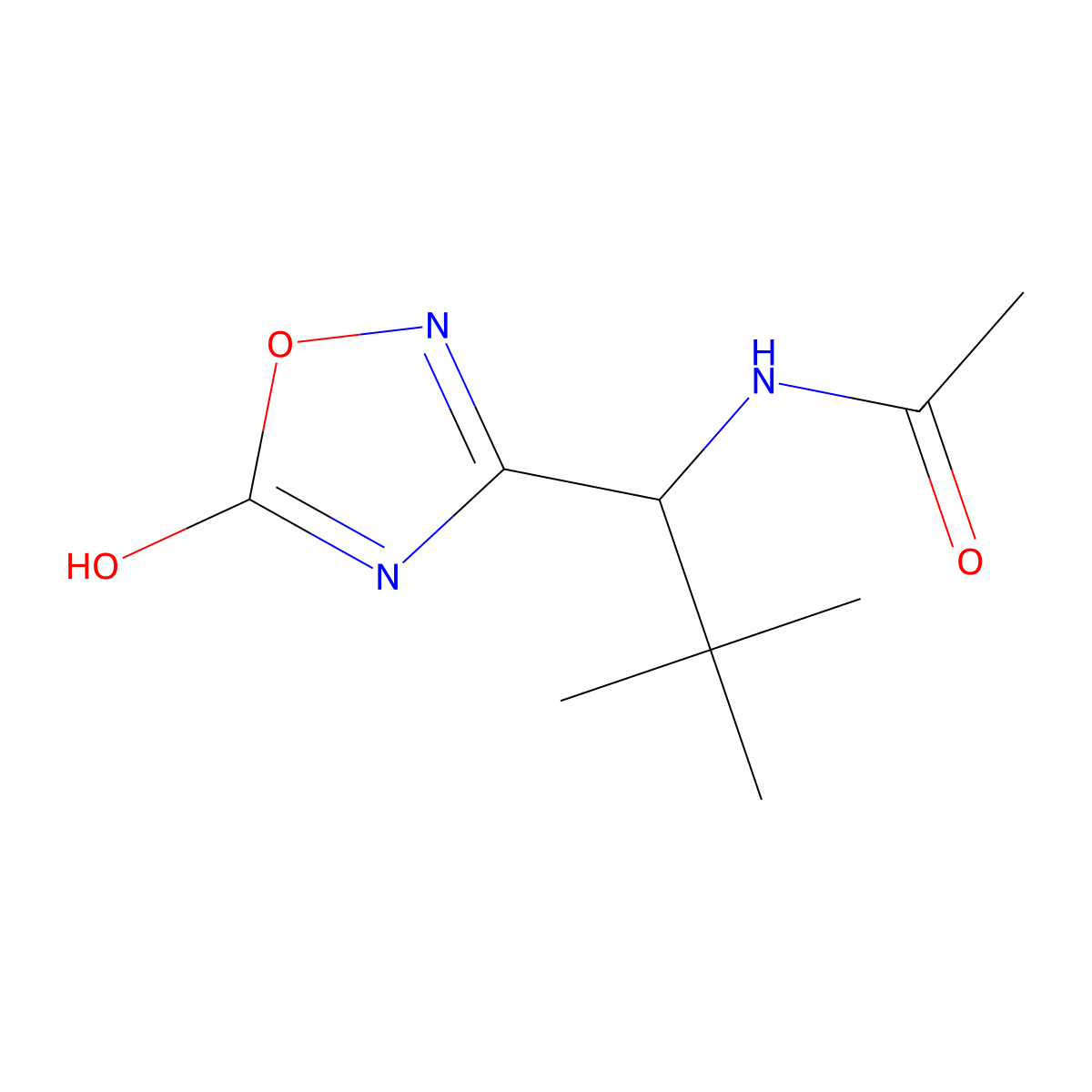 N-[1-(5-hydroxy-1,2,4-oxadiazol-3-yl)-2,2-dimethylpropyl]acetamide molecular structure, CAS 2680877-05-6